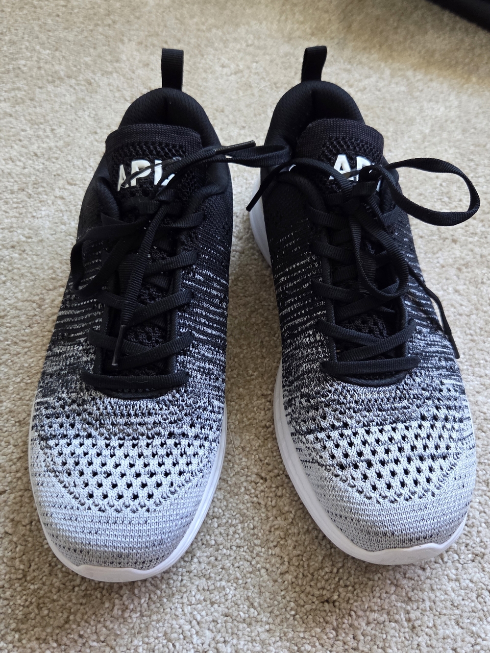 Women's Black and White Knit APL Sneakers